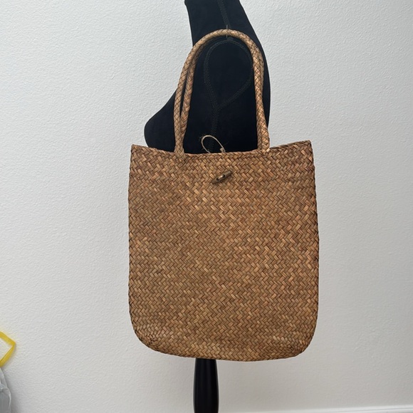 Woven Tan Tote Bag - Picture 2 of 7